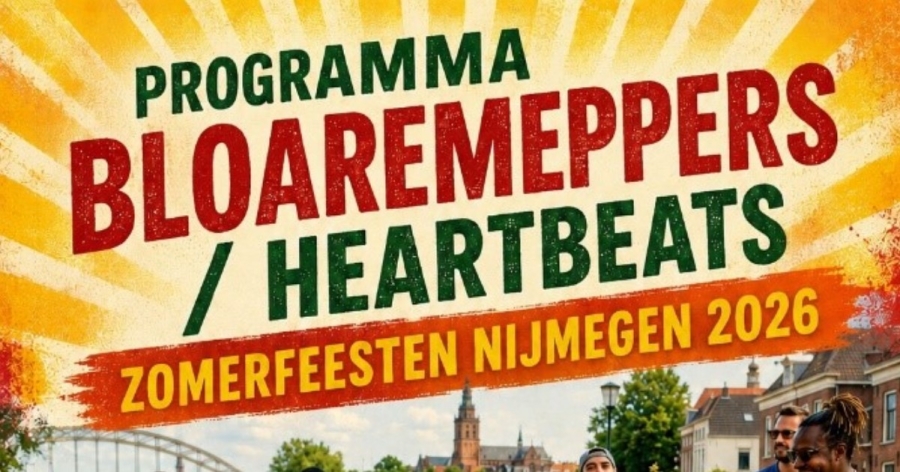 De “Bloaremeppers” trommelaars bij de Nijmeegse Zomerfeesten